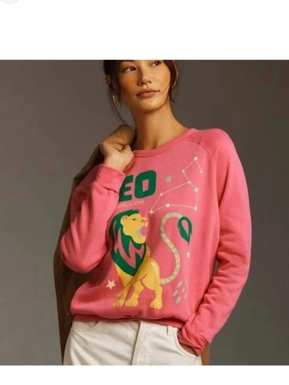 Anthropologie Pink Leo Graphic Sweatshirt